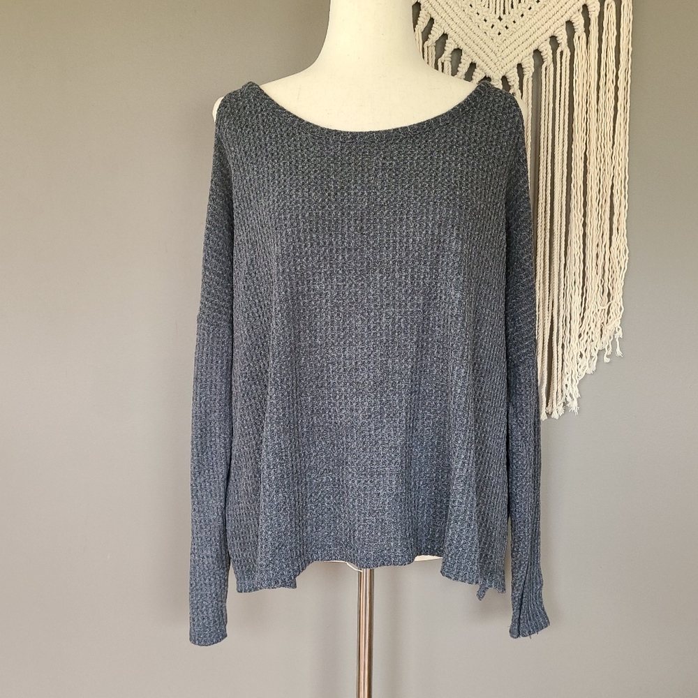 American Eagle Waffle Knit Cold Shoulder Top XL